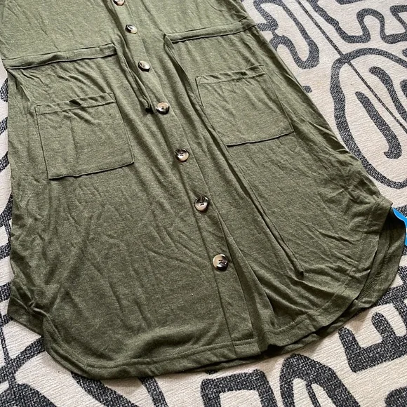 Drawstring Button-Front Dress - Picture 4 of 6